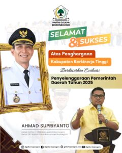 Ketua Golkar Bojonegoro Apresiasi Capaian Pemkab Raih Penghargaan Penyelenggaraan Pemerintahan Terbaik 2025